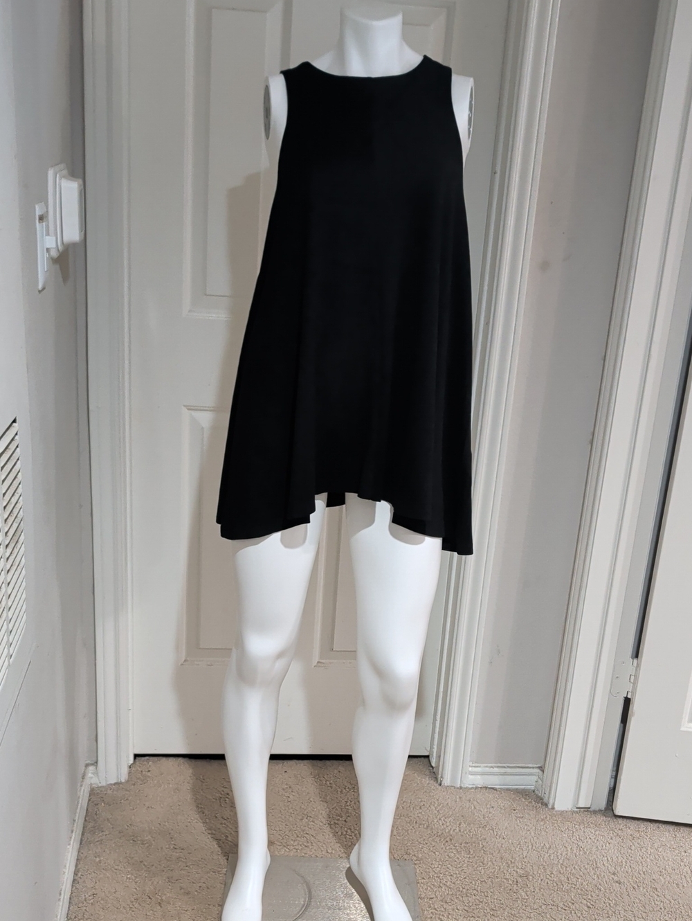 Lida Kate Black Faux Suede A-Line Assymetrical Tunic Large